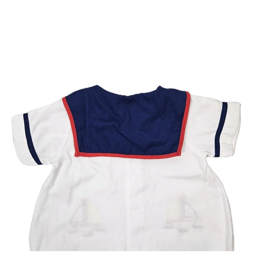 Vintage Small Steps Sailor Outfit 12 Months Nautical Sailboat Bow Tie One Piece
